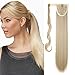 Produktbild Ponytail Clip in Pferdeschwanz Zopf Extension Haarteil Hair Piece Haarverlängerung günstig Aschblond Mix Bleichblond Glatt-23"(58.5cm) 90g