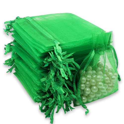 Leeyunbee 100PCS 7x9cm Bolsa de Organza Verde Oscuro, Bolsitas de...