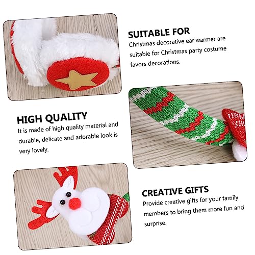 Earmuffs navideños de paño rojo bufanda térmica ideal para paseos invernales en familia 3