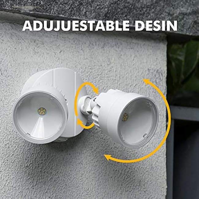 LUTEC P6221W 2000 Lumen 18 Watt 28 LED Dual-Head Flood Light Outdoor, Waterproof Exterior Security Wall Light for Patio, Garden,Yard-White