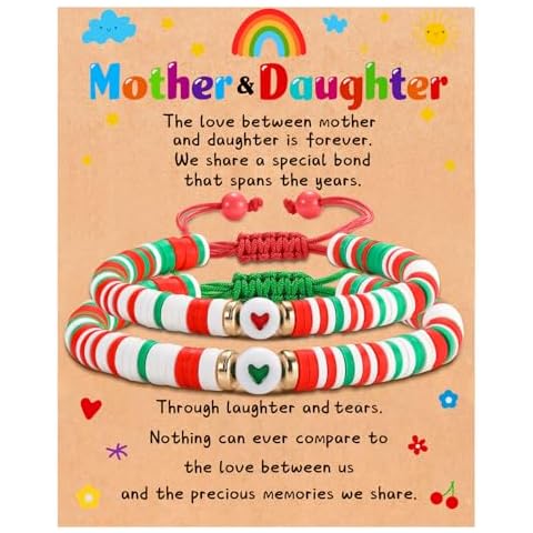 GLITTO Mother Daughter Bracelets for 2, Cute Mom Daughter Bracelets Set, Matching Christmas Xmas Mother’s Day Jewelry Gifts for Women (Xmas) Cover