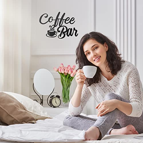 Image of Shimeyao Coffee Bar Signs for Wall Decor Metal Coffee Station Signs Black Hanging Wall Art Vintage Cafe Decorations Farmhouse for Kitchen Home Bar