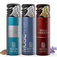 Nylaa Perfume Deodorant- Pack of 3 Body Spray 200ml - Aerosol Men and Women - Body Mist For Instant Freshness Fragrance Non-Staining - Extra Long Lasting Arabic Perfume Scents (Variety Pack)