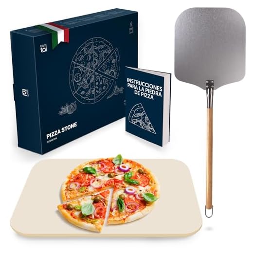 Blumtal Pala y Piedra para Pizza –Piedra para Horno de Gas, Barbacoa y Parrilla- Set Pizza Stone
