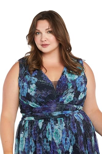 Image of Crinkle Pleated Floral Maxi Dress W /Illusion V-Neck & Side Slit