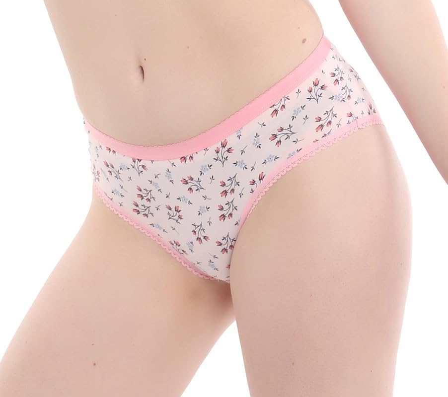 Image of Pack of 2 Floral Printed Pink Hipster Panty for Women
