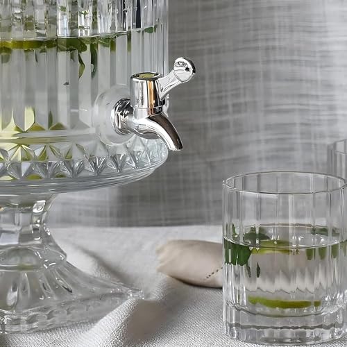 Image of 5 Liter Glass Beverage Dispenser with Tap, Cold Ice Drink Dispensers for, Water, Juice, Beer, Cocktails, Detox Drinks, Home & Restaurants, Office,Bar,Weddings Decoration,Party (VM-05)