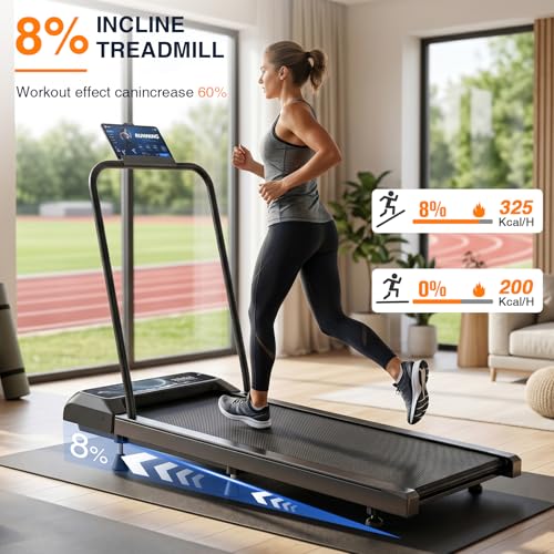 Image of Walking Treadmill Pad with 0-5-8% Incline, 2.5HP | Compact Treadmill,Perfect for Running, Walking & Under-Desk Use,Quiet Operation for Home or Office