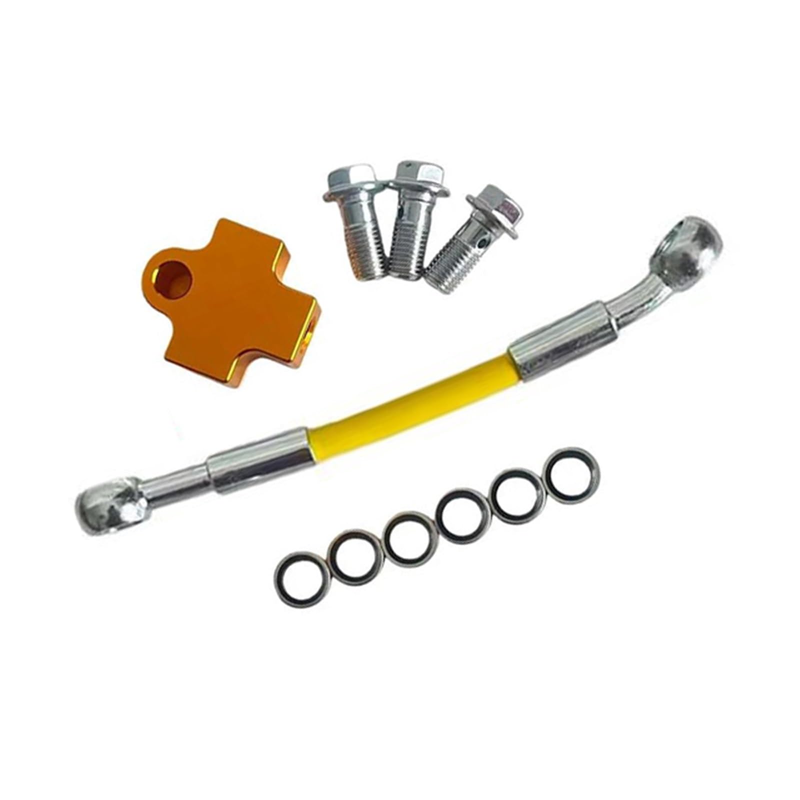 Motorbike Brake Line 10cm-500cm Motorcycle Accessories 0°-28° 3 Way Adapter Connector Oil Pipe Hydraulic Clutch Brake Line Hose M10X1.25 AN3(15cm)