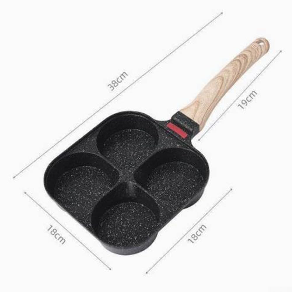 Sartén de aluminio para 4 tazas con antiadherente, perfecta para cocinar deliciosos platos de desayuno rápidamente (cuatro agujeros negros)