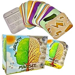 Thought-Spot Growth/Fixed Mindset Card Game: Cultivates Coping & Social Skills; Develops Resilience; Reduces Meltdowns/Stress; Affirmation Cards; Autism-Friendly; Mindfulness; CBT; 108 Cards, Ages 8+