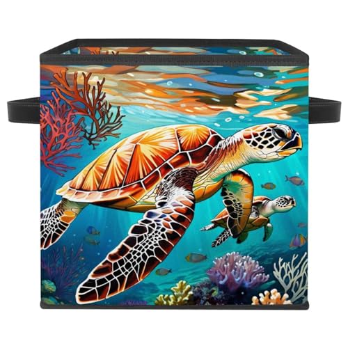 Bac de rangement cube tortue de mer idéal pour ordonner le salon - 2