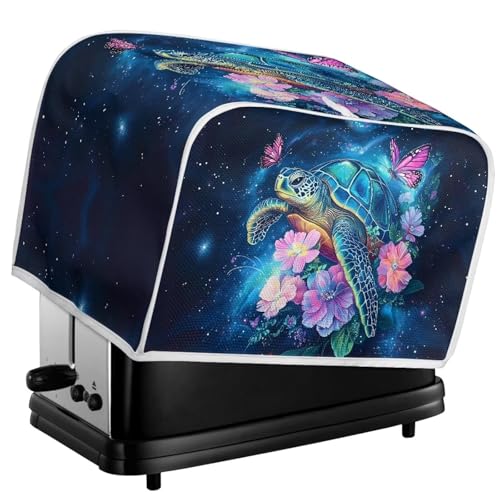 Image of Kitchen Toaster Dust Cover Compatible with 4 Slice Toaste Dust Protection Cover Hawaiian Hibiscus Floral Turtle Print Kitchen Decoration