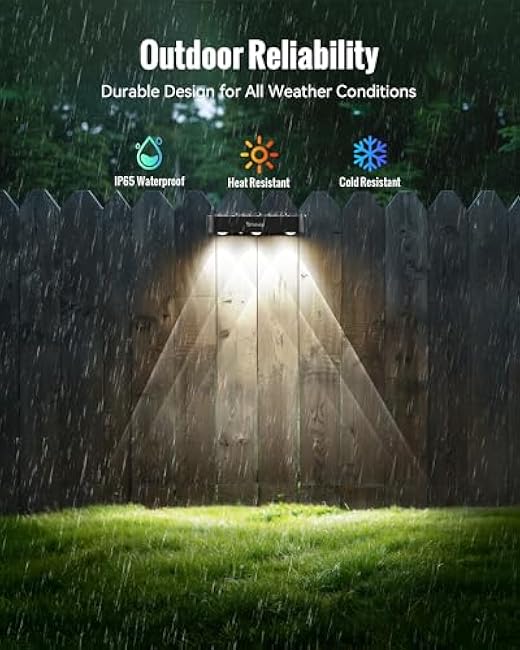 Solar Outdoor Fence Lights 8 Pack, Upgraded 50LM RGB Outdoor Wall Lights with Sync Group Control & 10 Light Modes, Fence Solar Light Outdoor Waterproof IP65 for Outside Porch Wall