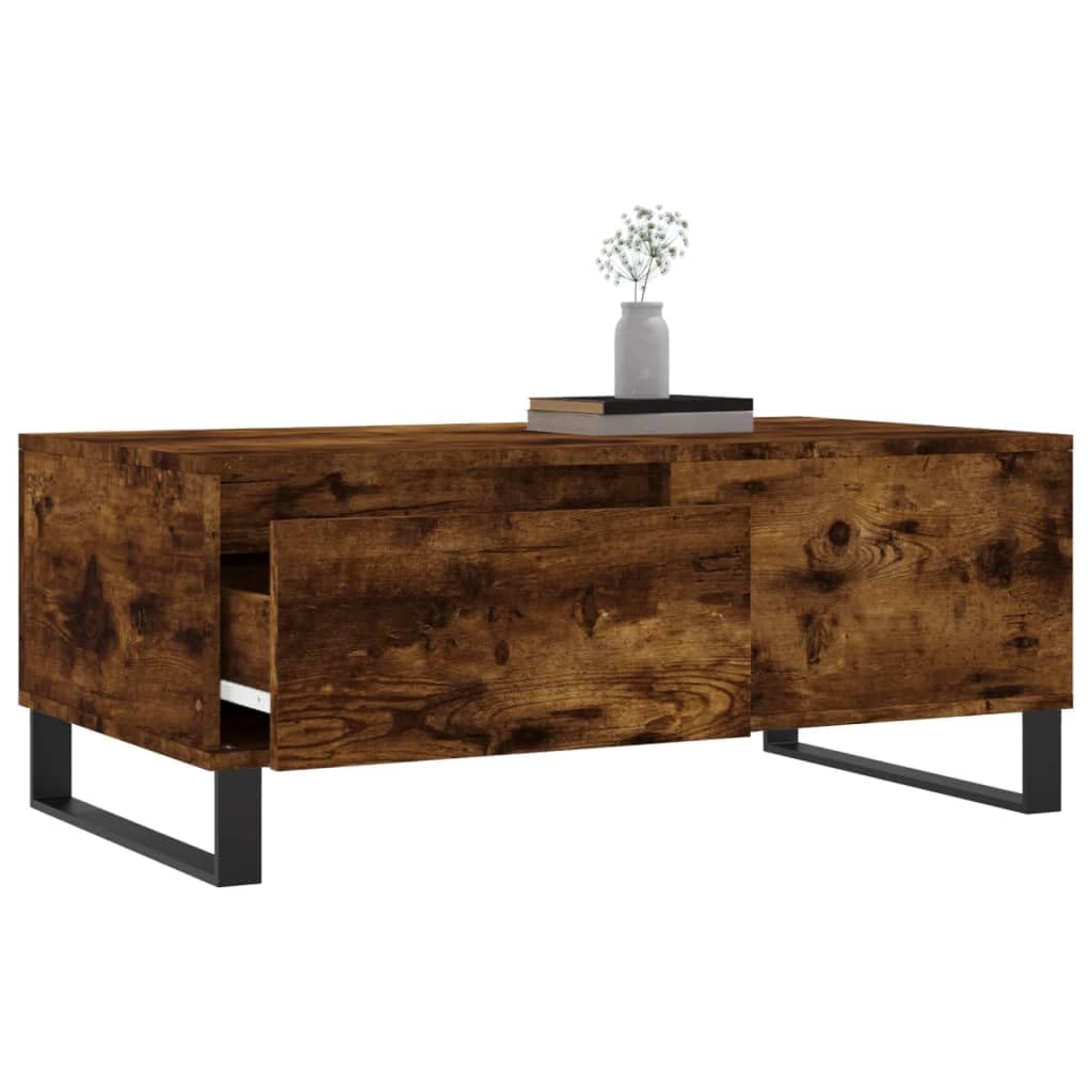 Homgoday Table basse chêne fumé 90 x 50 x 36,5 cm en bois d'ingénierie, table d'appoint pour salon, salle de réception d'invités, chambre à coucher et mobilier de bureau