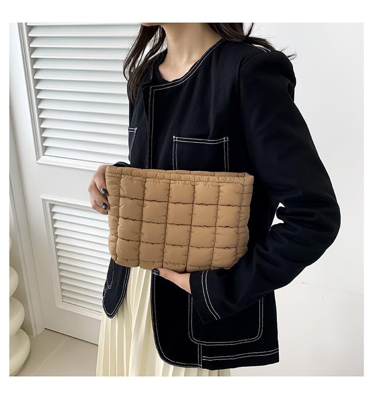 pochette trucchi Borsa da viaggio con pochette trapuntata, grande capacità, con cerniera, borsa da viaggio portatile for donna, verde viaggio(Bruin)