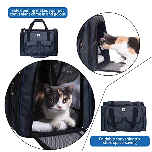 Peteeza Furry® Pet Carrier Airline Approved, Soft-Sided Expandable Collapsible Portable Travel Carrier With Wool Rugs For Puppy Dogs Cats #TOP4