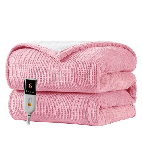 Heated Blanket Electric Blanket Throw 50”X60”-Heating Throw with 9 Heat Settings-10 Hours Auto Off,ETL Certified,Machine Washable (Light Pink)