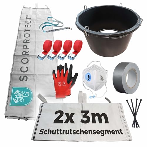 Scorprotect® Schuttrutsche Bauschuttrutsche 6 m flexibel mit Einfülltrichter und Zubehör