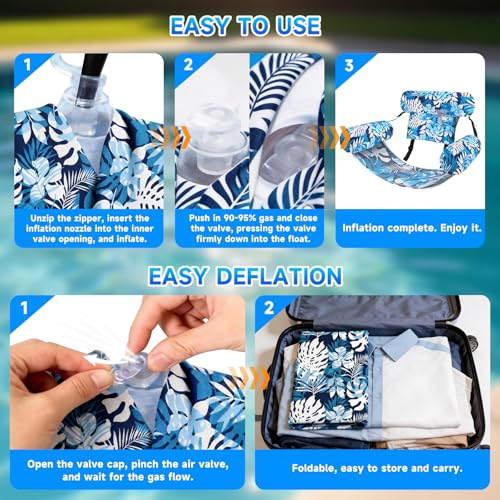image for Nyrveua 3 Pack Pool Floats Adult, Adjustable Heavy Duty Inflatable Poo