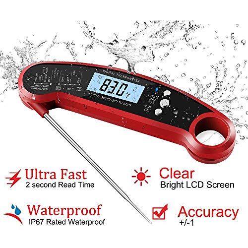 Adesign Instant Read Meat Thermometer - Best Waterproof Ultra Fast Thermometer with Backlight & Calibration.Digital Food Thermometer for Kitchen, Outdoor Cooking, BBQ, and Grill - Image 4