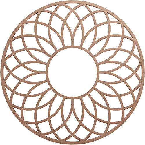Image of Ekena Millwork 24 inchOD x 8 1 /4 inchID x 3 /8 inchT Cannes Wood Fretwork Pierced Ceiling Medallion, Wood (Paint Grade)