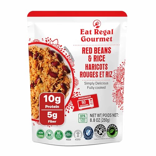 Eat Regal Gourmet Red Beans and Rice, Non-GMO, BPA-Free, 8.8 oz Pouches, Pack of 6, 1.5 Minutes Microwave