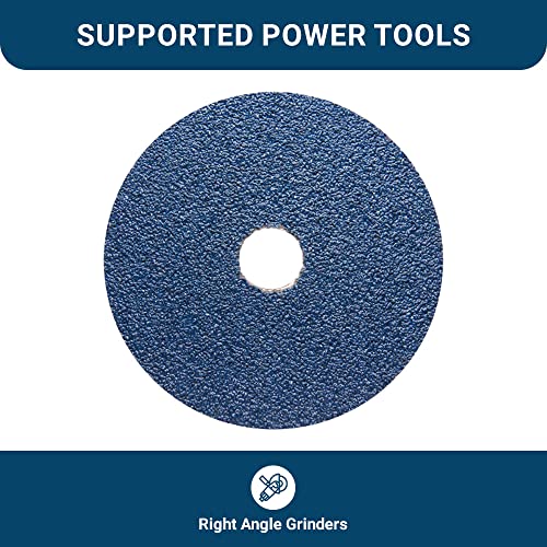 Benchmark Abrasives 5" Zirconia Resin Fiber Sanding Discs For Grinding, Blending, Finishing, And Polishing 7/8" Arbor, Stock Removal Angle Grinder Discs (25 Pack) - 36 Grit #TOP5