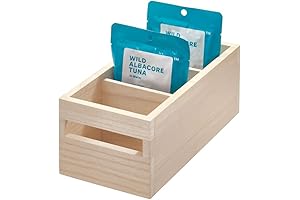 iDesign Renewable Paulownia Wood Collection Divided Storage Bin with Handles