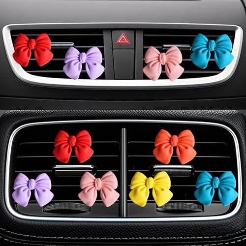 Image of 6 pcs Bow Car Air Vent Clips Coquette Cute Girly Car Decor Accessories Interior Aesthetic Decorations Charm Stuff for Women Girl (Colorful2)