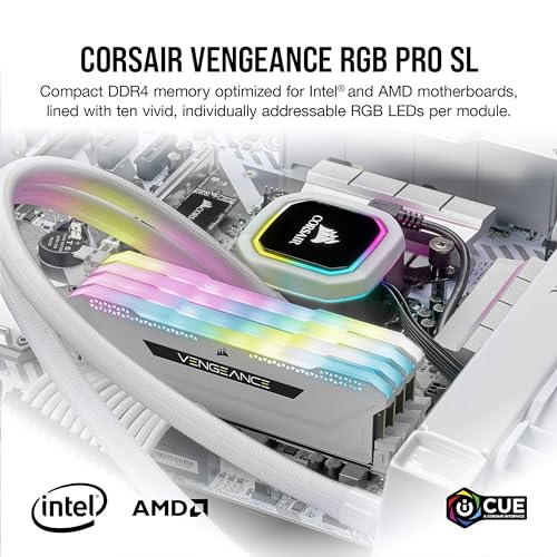 Image of Corsair Vengeance RGB Pro SL 32GB (2x16GB) DDR4 3200 (PC4-25600) C16 1.35V Desktop Memory - White (CMH32GX4M2E3200C16W)