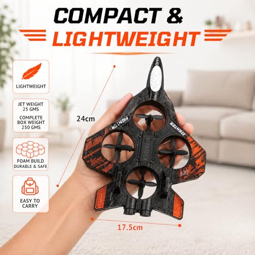Image of L37 Fighter Jet Drone with 2.4GHz Remote Control, 360 Degree Flip Stunt Action RC Quadcopter | Lightweight EPP Foam Flying Toy Airplane for Kids, Beginners & Adults