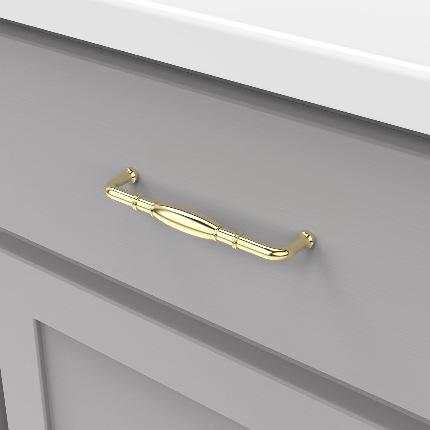 Hickory Hardware P3052-PB Williamsburg Cabinet Pull, 5.3937-Inch, Polished Brass, 5.3937 Inch - Image 3