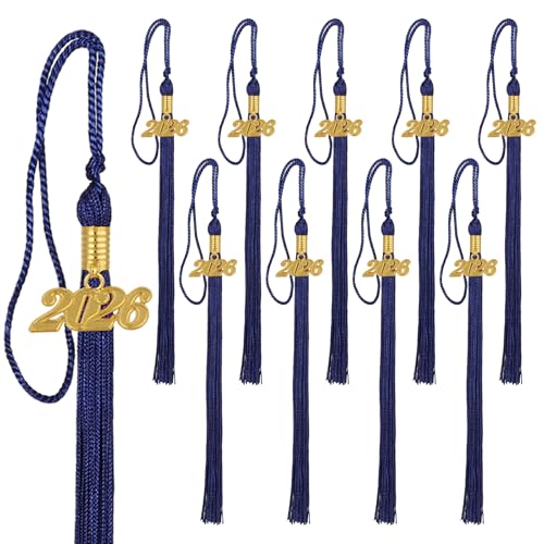 Image of 10 Pieces 2026 Graduation Tassels Bulk with Gold Year Charms for Graduation Cap Accessories (Royal Blue)