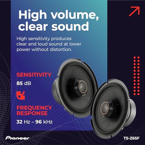 Image of PIONEER Z-Series TS-Z65F 6.5 inch 2-Way Speakers (Pair) - 330W Max, Balanced Sound + Smooth Treble, Audiophile Upgrade, add an Amplifier for Optimal Performance