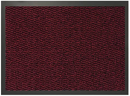 SrS Rugs® Indoor Door Mat - Heavy Duty Non Slip Barrier Mat Absorbent Washable Rubber Backed - Multipurpose Mat for Kitchen, Entryway, Hallway, Home Office (Red, 60 x 80 cm)