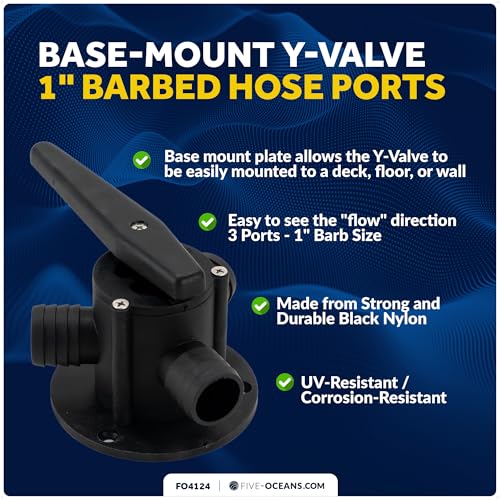 Five Oceans Base Mount Y-Valve with 1-Inch Barbed Hose Ports - FO4124 by Five Oceans - Used condition - Image 2