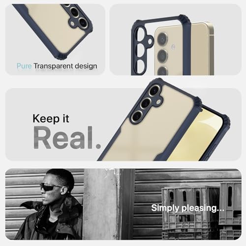 Image of Pikkme Samsung Galaxy S24 5G Back Cover | Crystal Clear Transparent Back | Ultra Hyrbid | Full Camera Protection | Raised Edge | Bumper Back Case (Blue)