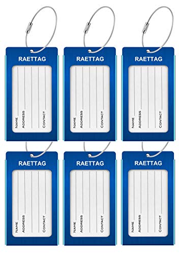 Image of Luggage Tags Metal Suitcase Tags Travel Bag ID Identifier Luggage Tag (Blue 6-Pack)