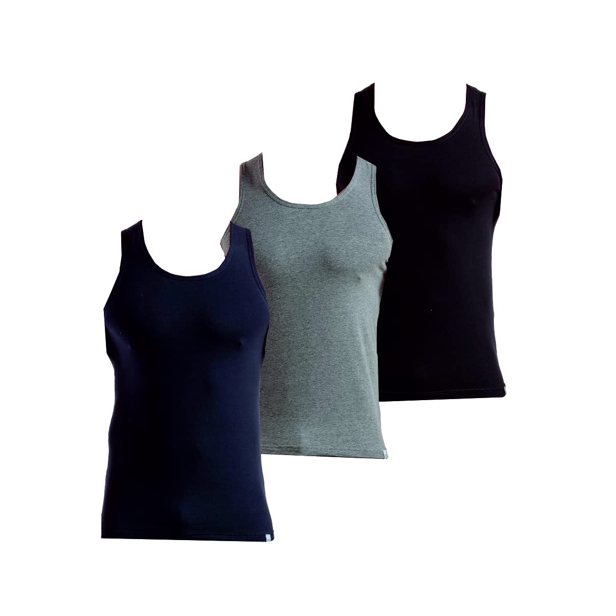 4 Canottiere uomo Oltremare a spalla larga in cotone bi-elastico aderente