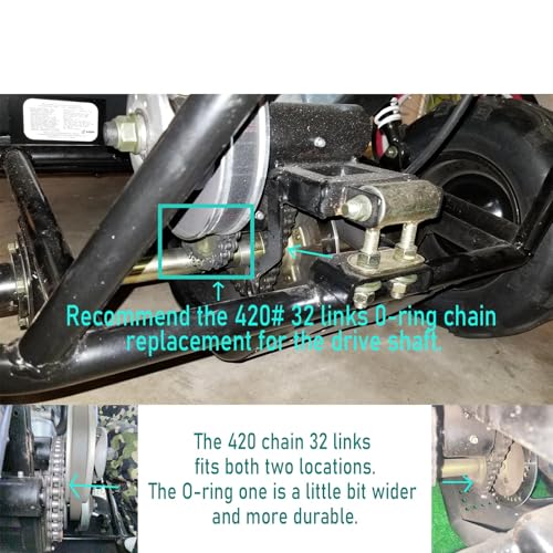 Image of QYMOTO Upgraded KT196 O-Ring Drive Shaft Chain Go Kart Chain 420 RO-32 Link, Sealed Roller Chain for Coleman Powersports 196cc Go Kart Parts More Durable