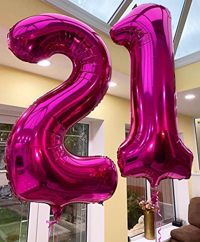 Image of 40 Inch Hot Pink 20 Number Balloons Giant 20 Balloons Hot Pink Birthday 20 Balloons 20th Birthday Anniversary Party Decorations Supplies