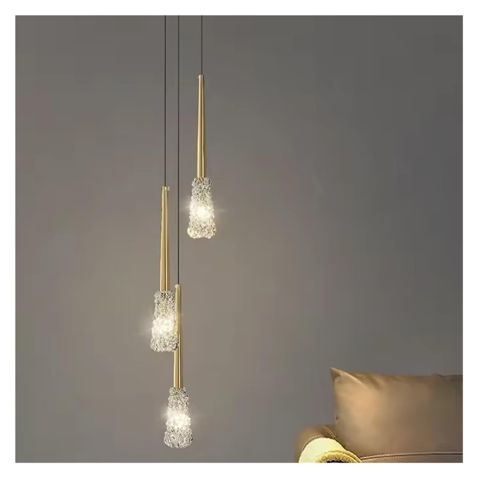 Olskfuh Gold Bedroom Bedside Crystal Chandelier Modern Luxury Restaurant Living Room Background Wall Simple Creative Copper Lighting,-3Head