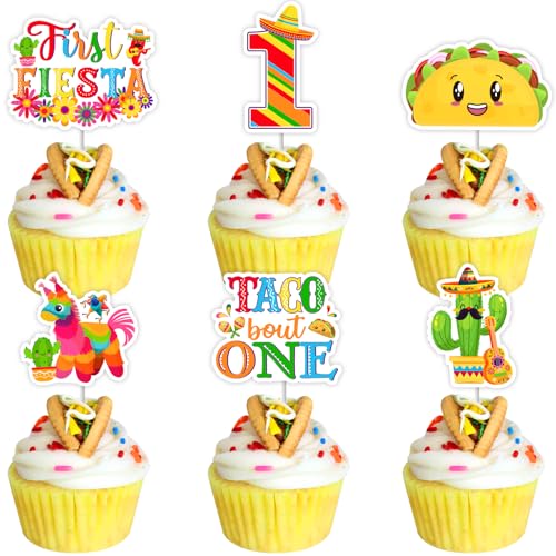 Toppers pour Cupcakes Fiesta : 36 Décorations Double Face pour 1er Anniversaire