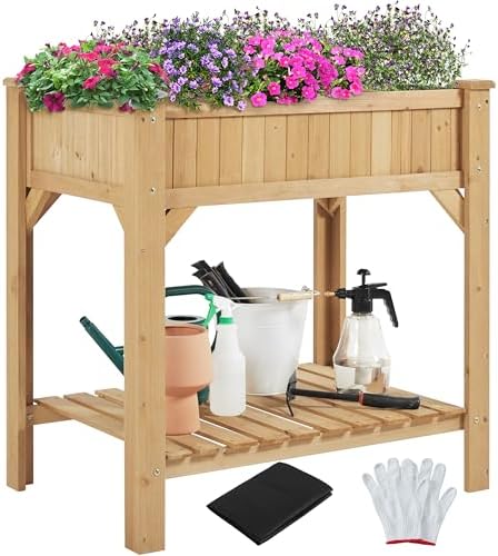 Yaheetech Outdoor Urban Garden Growing Table with 8 Compartments ...