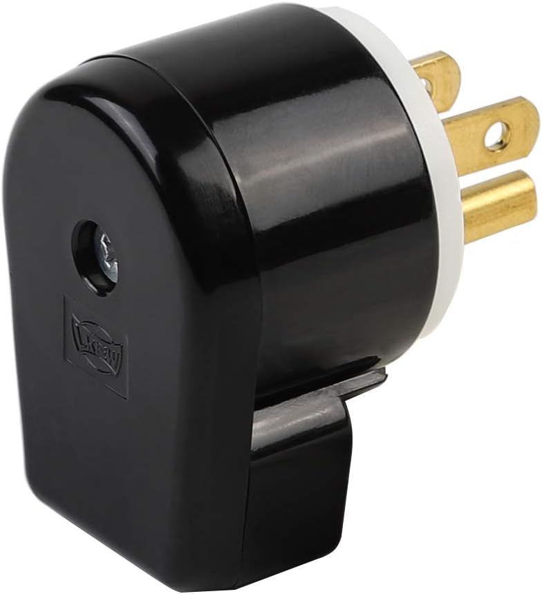 (2xPCS) Right Angle Nema 5-15P 15A 125V AC Plug, [UL CUL] Easy Assembly 90 Degree USA Canada Male DIY Rewirable 12 Directions Adjustable AC Connector