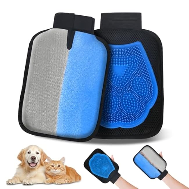 Electrostatic Pet Hair Remover Glove, 2 in 1 Double Sided Pet Hair Removal Glove for Cats & Dogs, Washable Reusable Pet Grooming Glove for Couch, Furniture, Carpet, Car Seat, Curtain (1 PCS)-7kd2tBHv