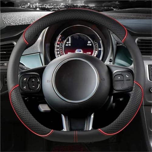 Funda Volante Coche Funda Volante Coche Piel Microfibra Para Fiat 500 2007-2022 Para 500E 2020 2021 Para 500L 2014-2018 Para 500X 2015-2022 Accesorios Coche Cubierta Volante Coche(RED D SHAPE)