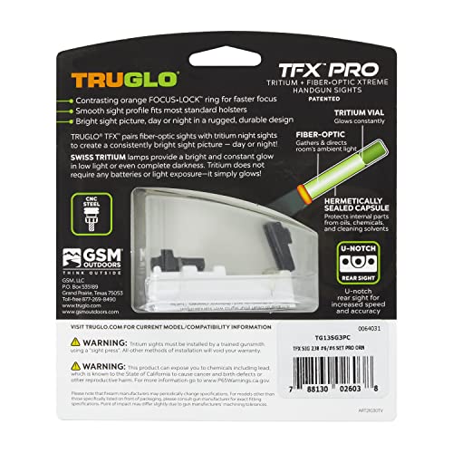 Image of Truglo TFX PRO Handgun Sight, Glowing Shock Proof Tritium and Fiber Optic Night Sight for Handguns, Compact, Durable, and Snag Free Sight