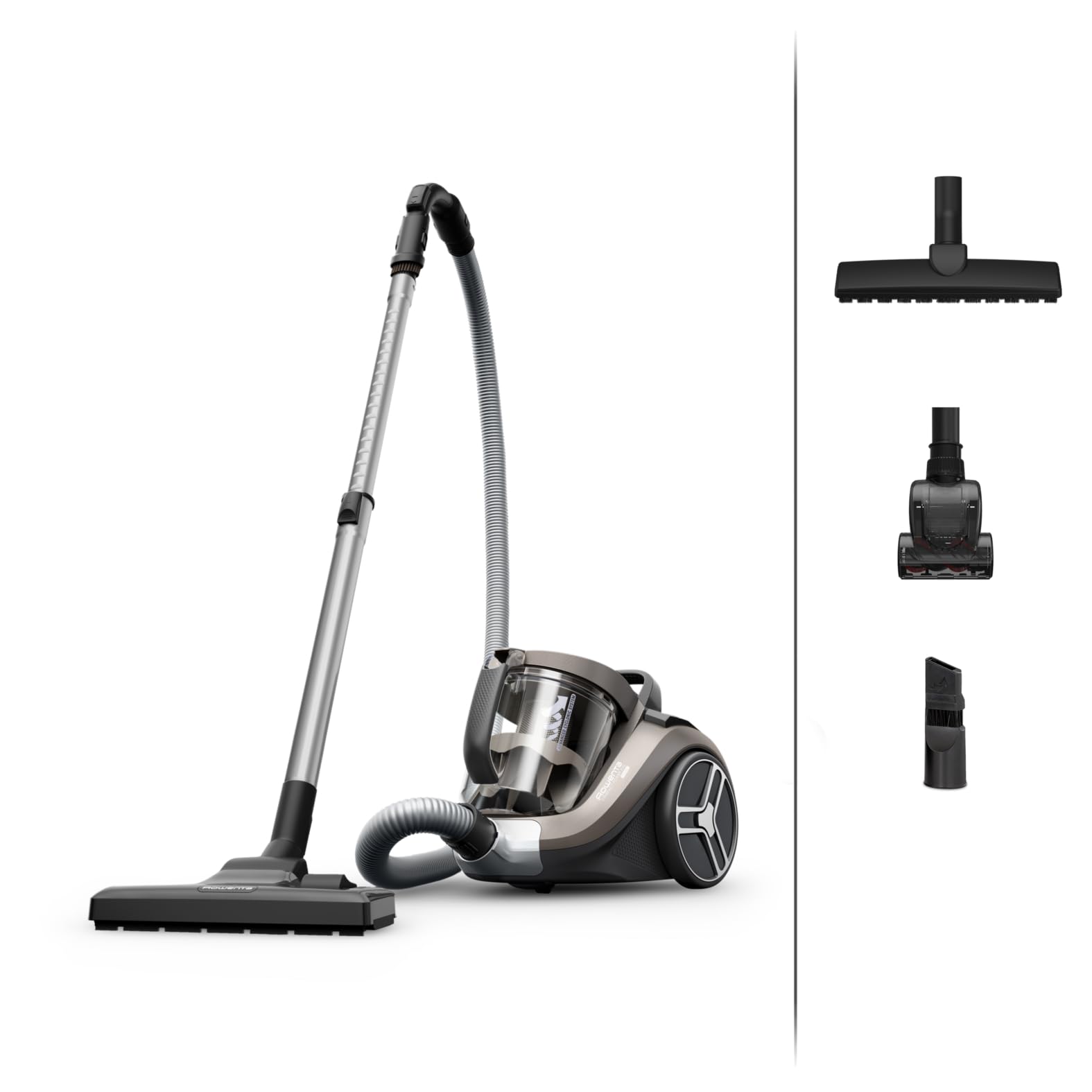 Rowenta Compact Power XXL Animal beutelloser Bodenstaubsauger, 900 Watt, 3-stufiges Filtersystem, XXL Fassungsvermögen, 8,80 m Reinigungsradius, inkl. umfangreichem Zubehör, Bronze, RO4B50